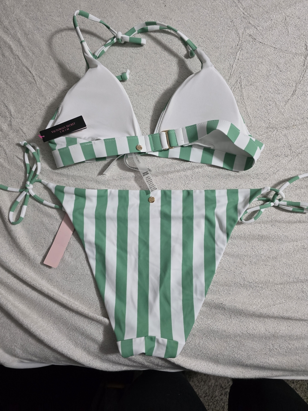 Victoria'a Secret Green & White Striped  Bikini Set - Picture 3 of 3